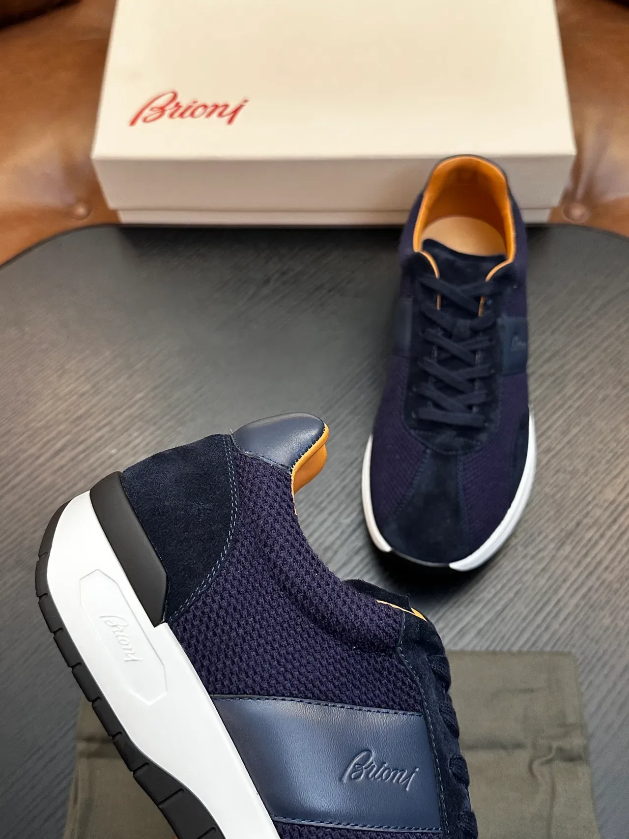 Brioni Navy Suede-Mesh Hybrid Lifestyle Sneaker 7