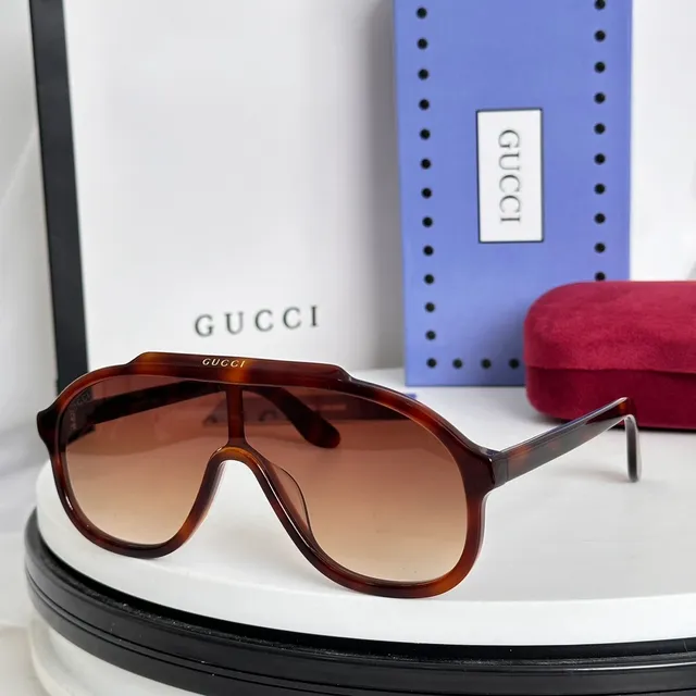 Brown Beige Tortoiseshell Acetate Temples Gradient Lenses Sunglasses 6