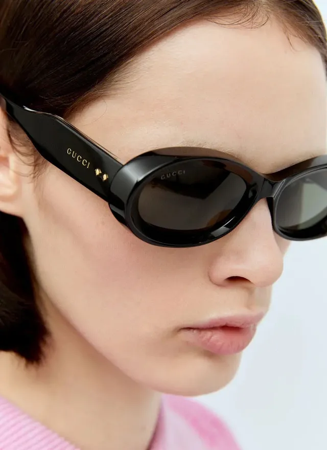 Brown Black Oval-Shaped Frame Tortoiseshell Acetate Sunglasses 9