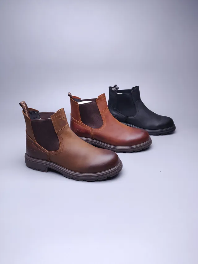 Brown Leather Elastic Side Panels Chelsea Boots 3