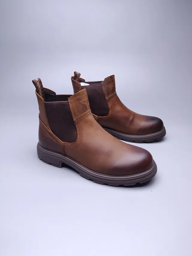 Brown Leather Elastic Side Panels Chelsea Boots 5