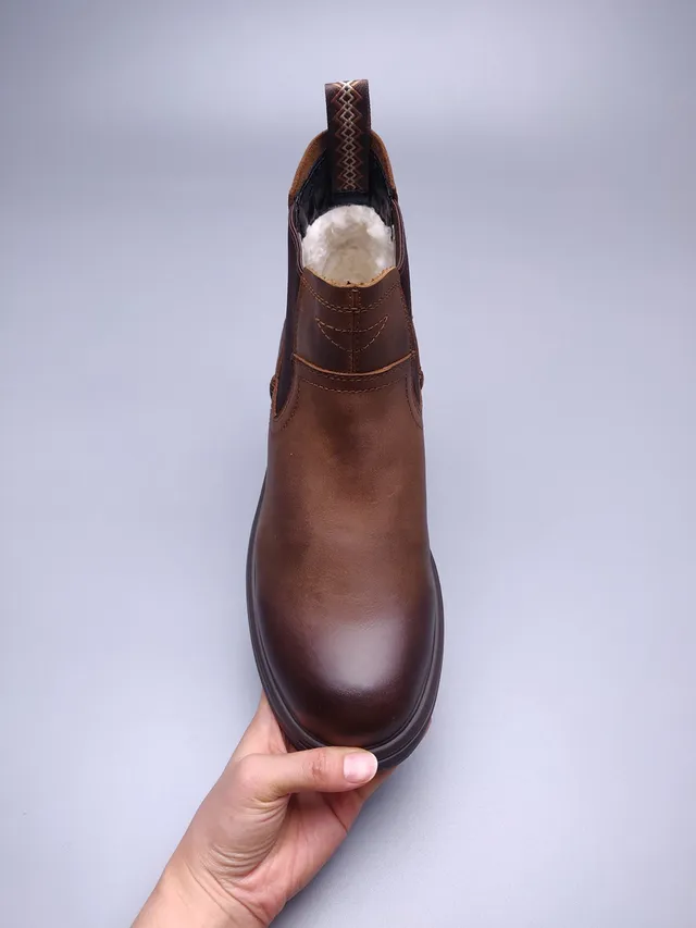 Brown Leather Elastic Side Panels Chelsea Boots 7