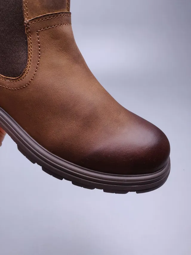 Brown Leather Elastic Side Panels Chelsea Boots 9