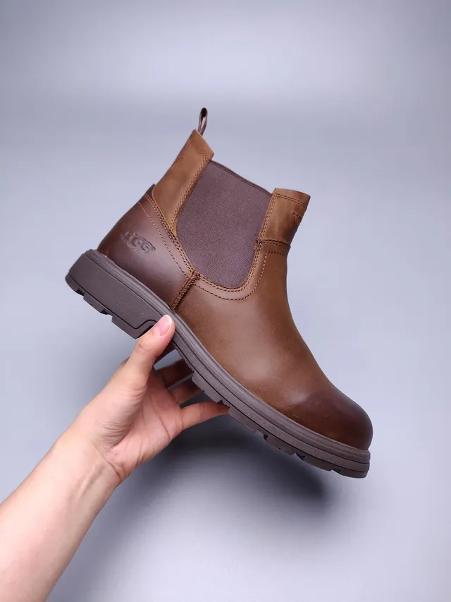 Brown Leather Elastic Side Panels Chelsea Boots 10