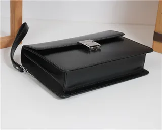 Brown Silver Structured Leather Flap-Top Wristlet 5