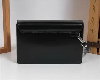 Brown Silver Structured Leather Flap-Top Wristlet 7