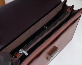 Brown Silver Structured Leather Flap-Top Wristlet 11