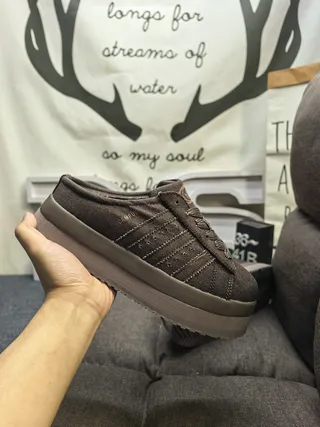 Brown Textured Slip-On Mule Platform Casual Shoes 5
