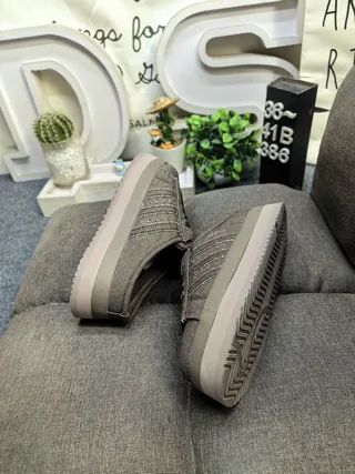 Brown Textured Slip-On Mule Platform Casual Shoes 6