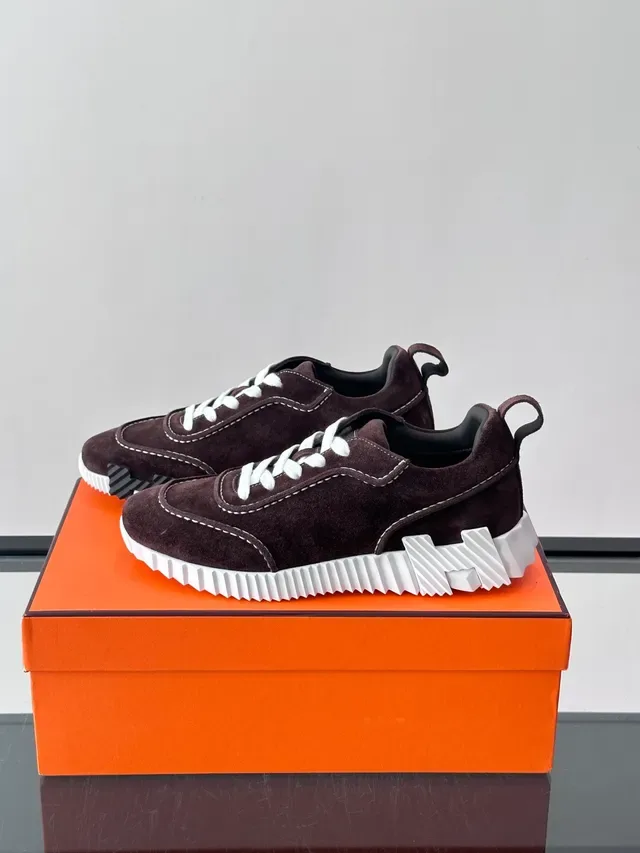 Brown White Suede Upper Contrast Stitching Sneakers 5