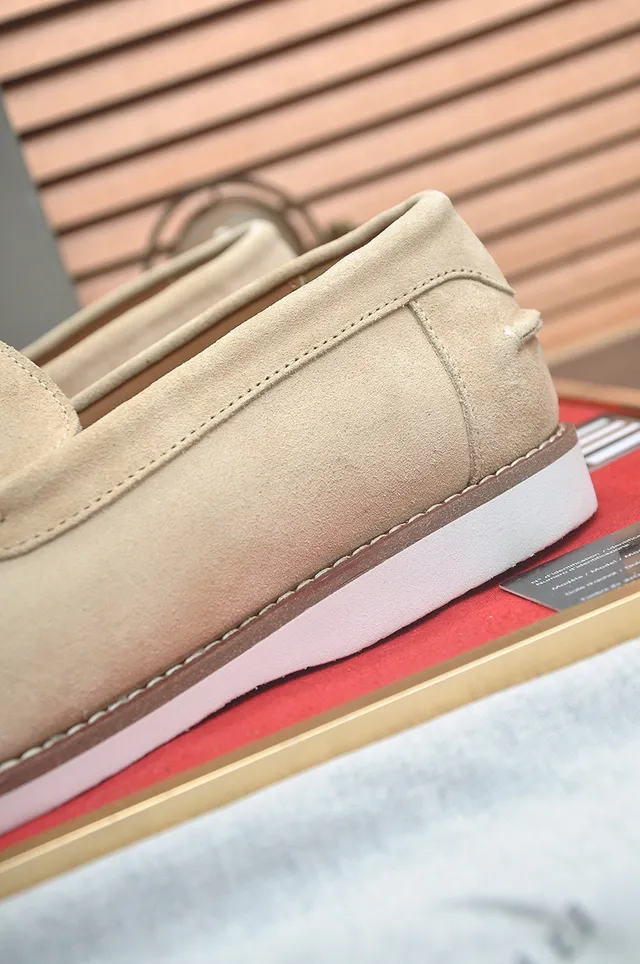 Brunello Cucinelli Beige Suede Moc-Toe Loafers 9