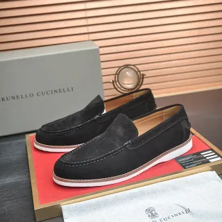 Brunello Cucinelli কালো স্যুড মক-টো লোফার্স