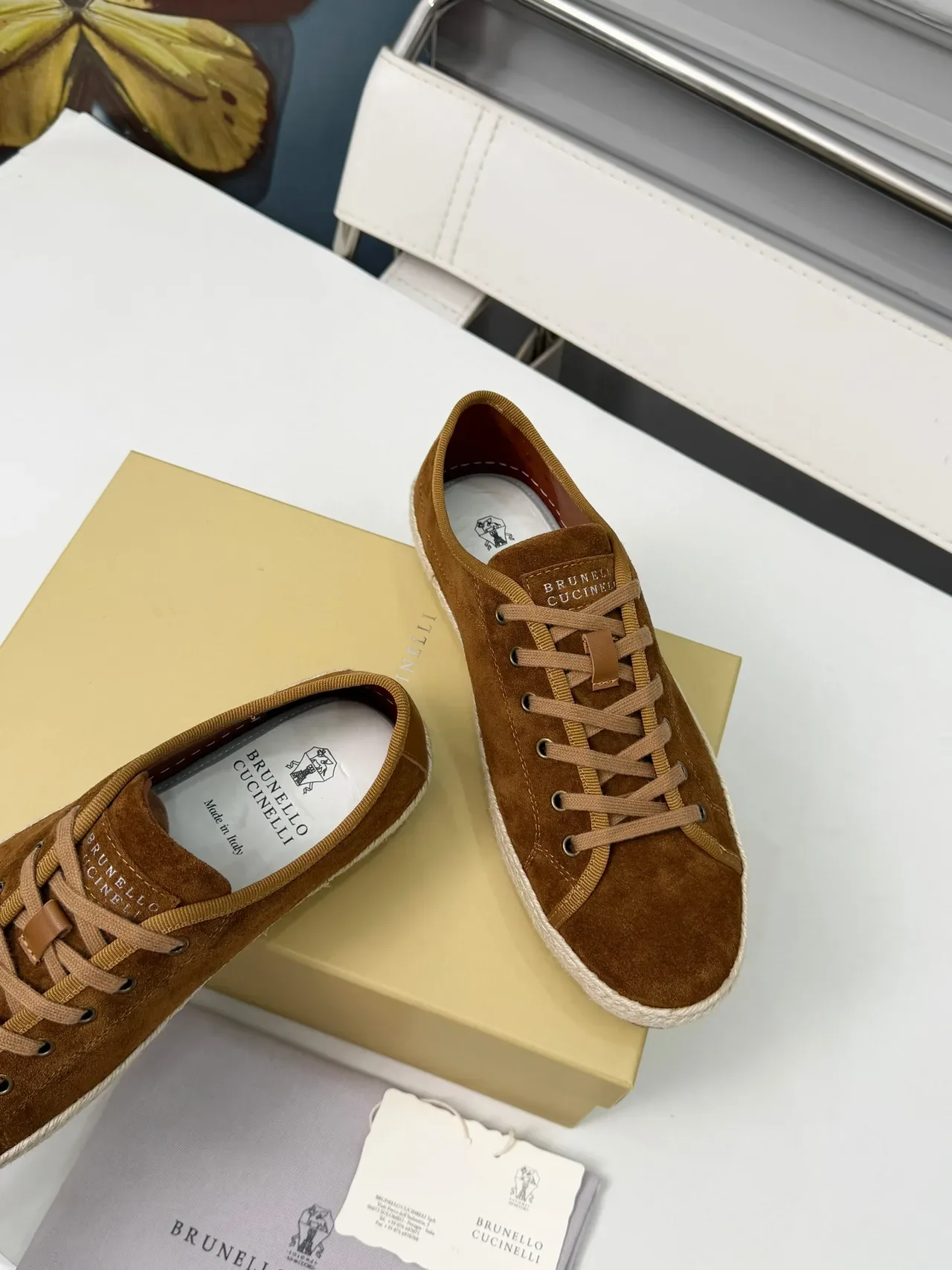 Brunello Cucinelli Brown Suede Rope-Sole Low-Top Casual Shoes 4
