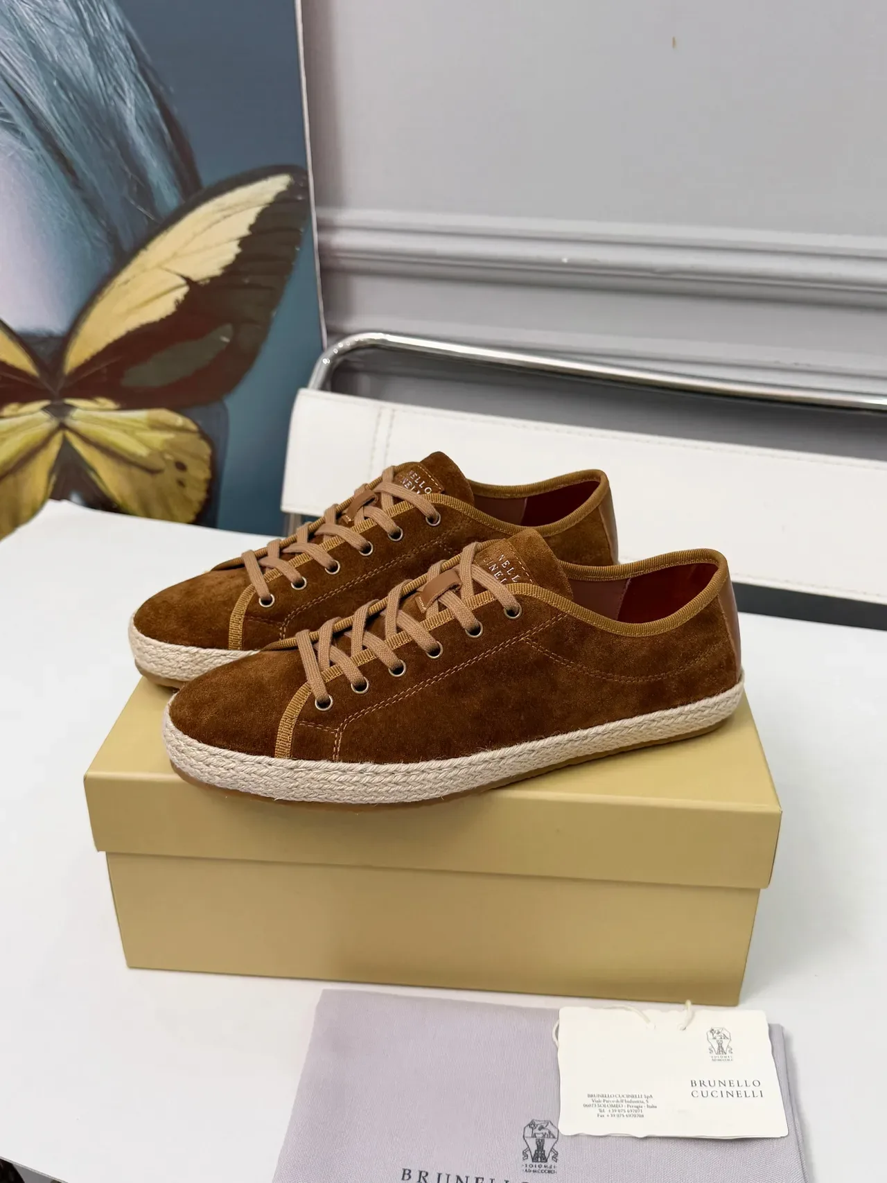 Brunello Cucinelli Brown Suede Rope-Sole Low-Top Casual Shoes 5
