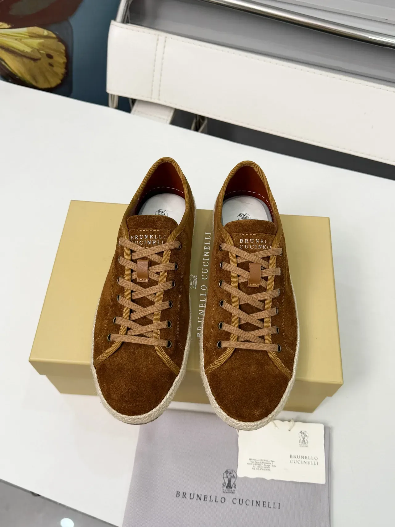 Brunello Cucinelli Brown Suede Rope-Sole Low-Top Casual Shoes 6
