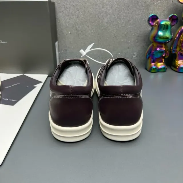 Burgundy White Leather Upper V-Shaped Side Panel Sneakers 2