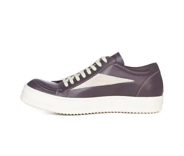 Burgundy White Leather Upper V-Shaped Side Panel Sneakers 3
