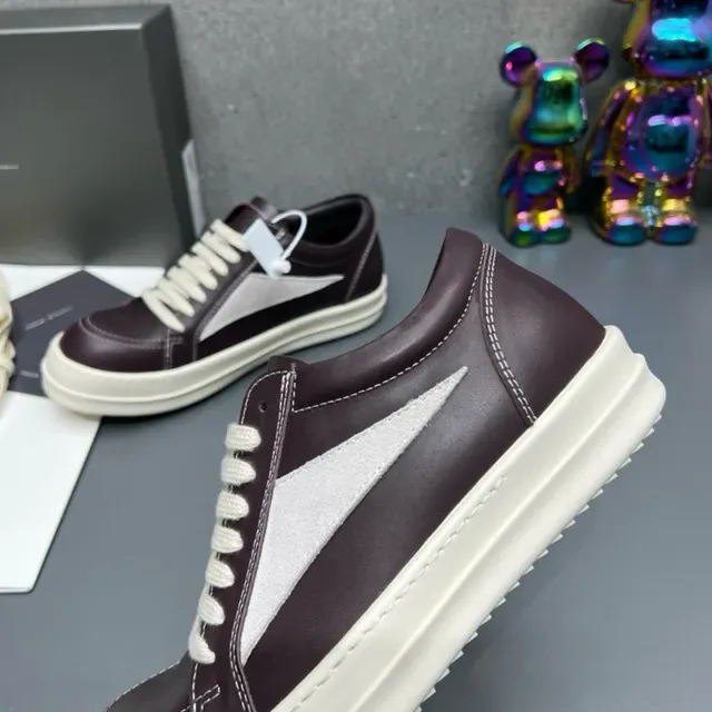 Burgundy White Leather Upper V-Shaped Side Panel Sneakers 4