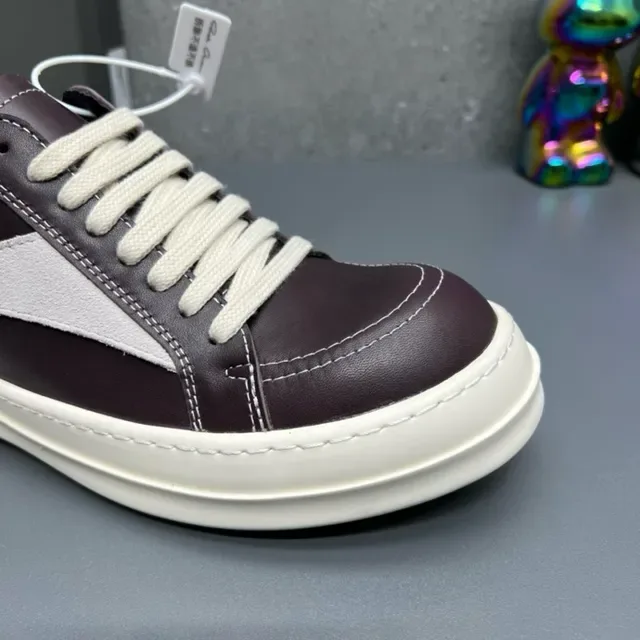 Burgundy White Leather Upper V-Shaped Side Panel Sneakers 5
