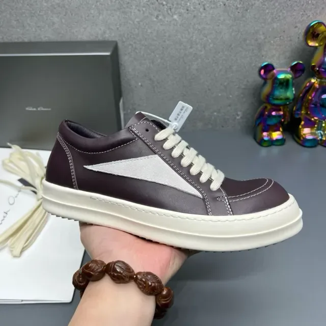 Burgundy White Leather Upper V-Shaped Side Panel Sneakers 7