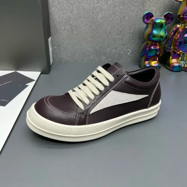 Burgundy White Leather Upper V-Shaped Side Panel Sneakers 8