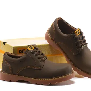 CAT Brown Leather Lace-Up Work Boots