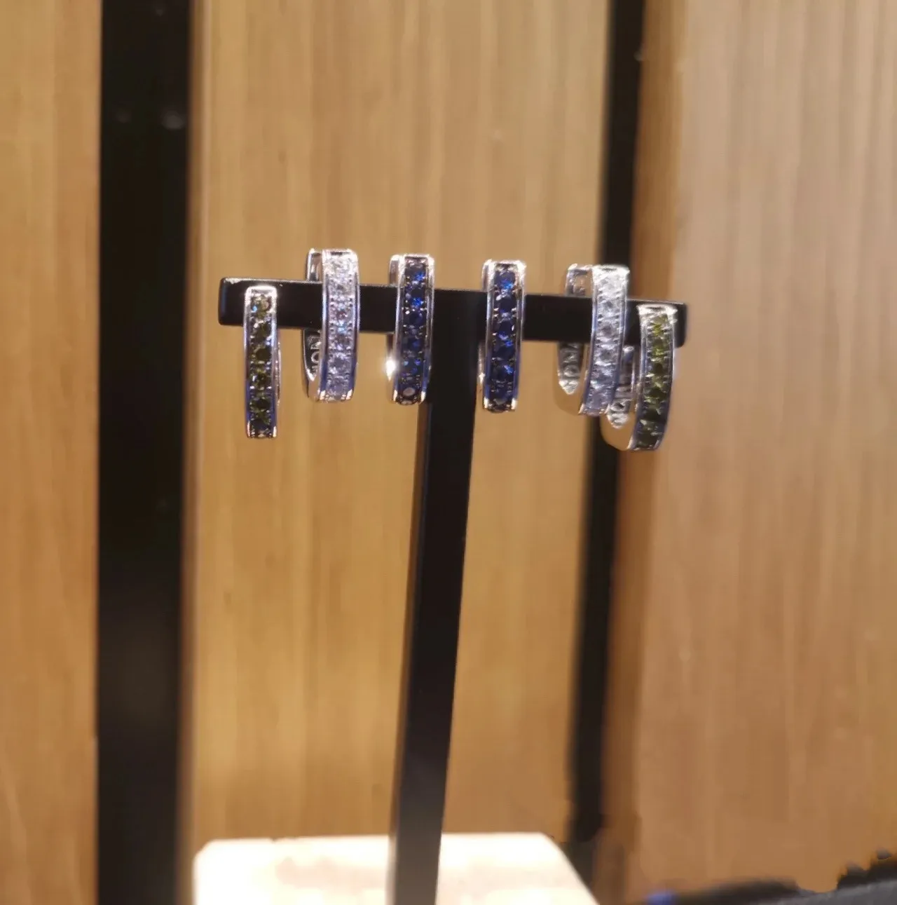 Channel-Set Blue Gemstone Hoop Earrings 3