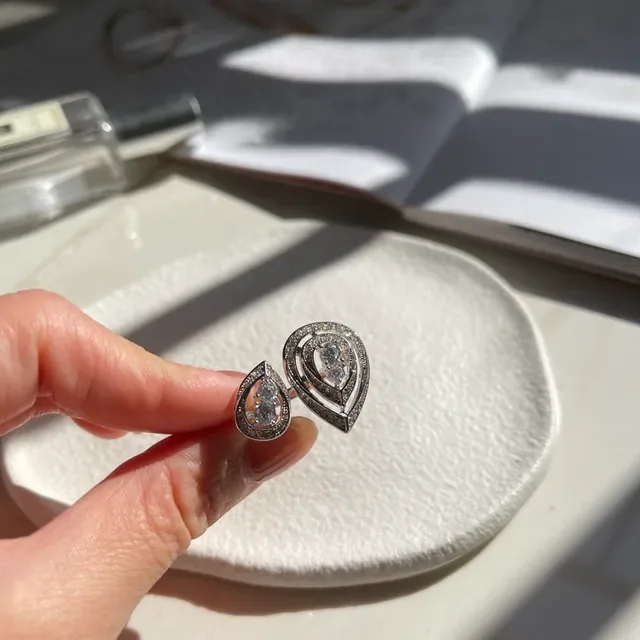 CHAUMET Joséphine Éclat de Liens Teardrop Pavé Diamond Double Ring 4