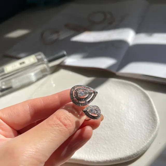 CHAUMET Joséphine Éclat de Liens Teardrop Pavé Diamond Double Ring 5