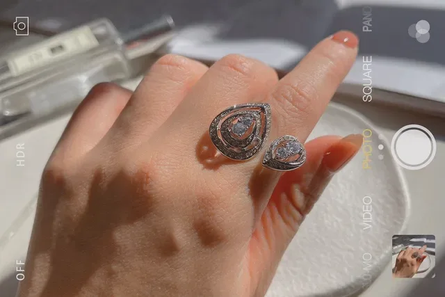 CHAUMET Joséphine Éclat de Liens Teardrop Pavé Diamond Double Ring 8