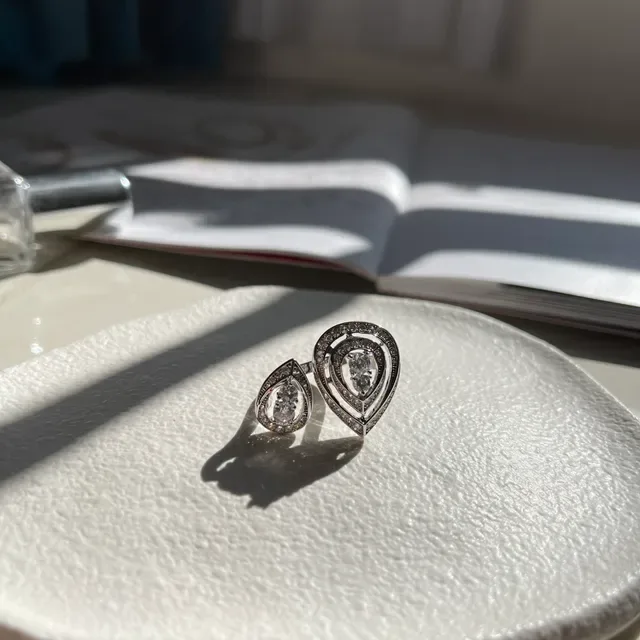 CHAUMET Joséphine Éclat de Liens Teardrop Pavé Diamond Double Ring 9