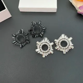 Circular Radiating Baguette-Cut Crystal Stud Earrings