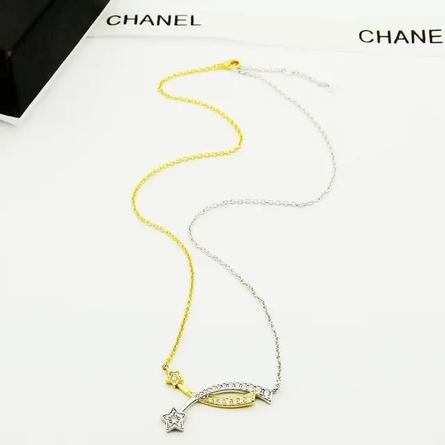Comète Series Comet Motif Two-Tone Gold Pavé Diamond Necklace 3
