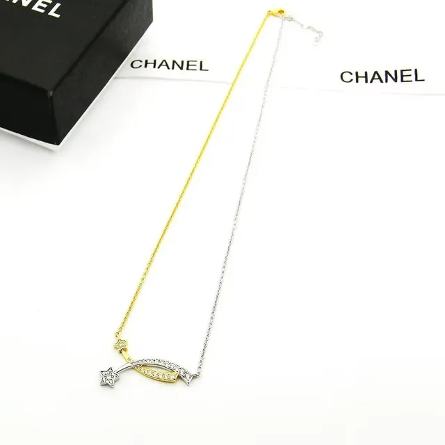 Comète Series Comet Motif Two-Tone Gold Pavé Diamond Necklace 4
