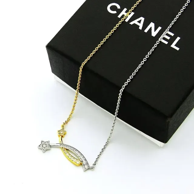 Comète Series Comet Motif Two-Tone Gold Pavé Diamond Necklace 7