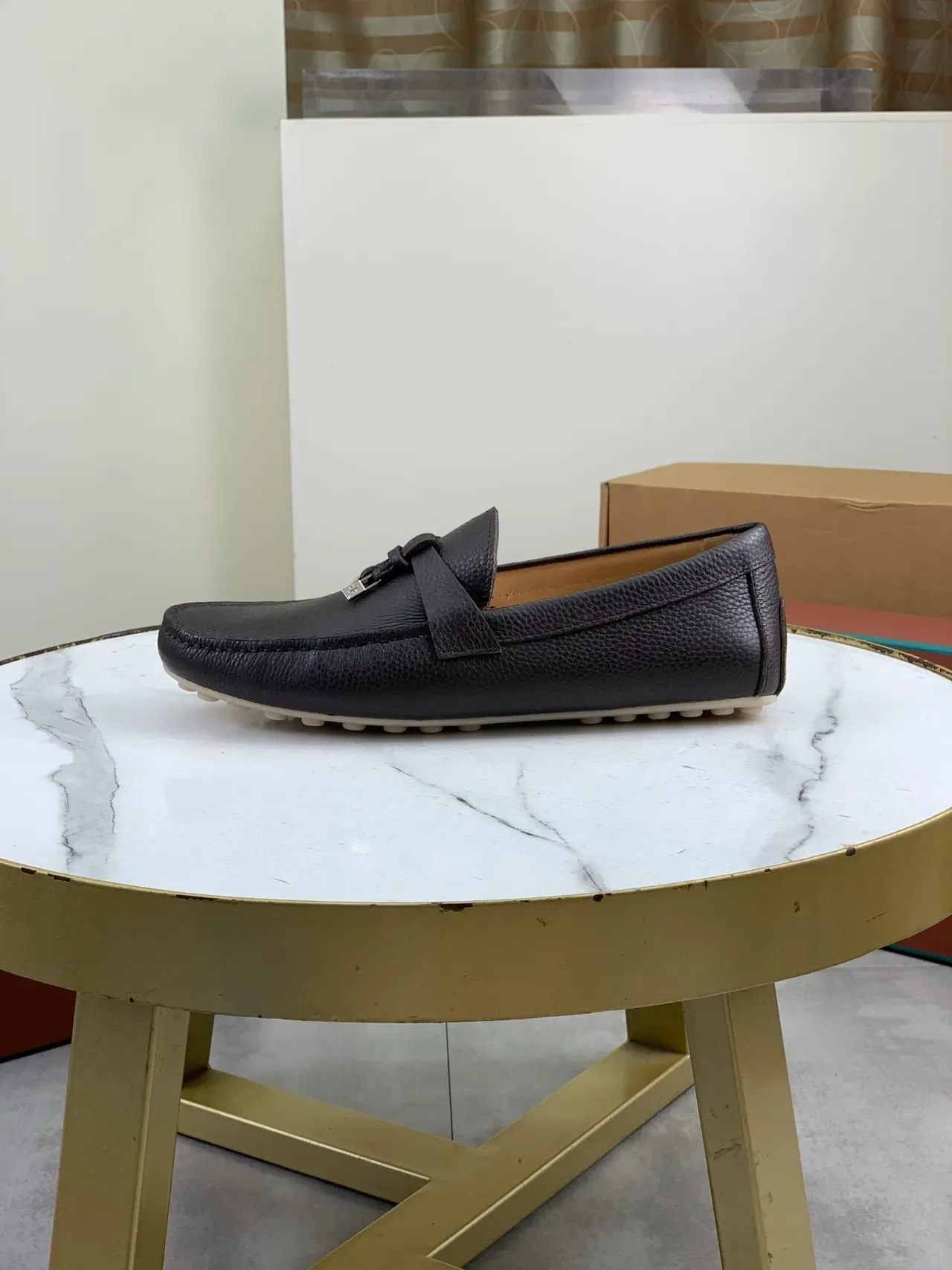 Dark Brown Pebbled Leather Tassel Loafer 5