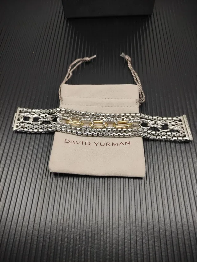 David Yurman Cable and Chain Multi-Strand Mixed-Metal Bracelet 9
