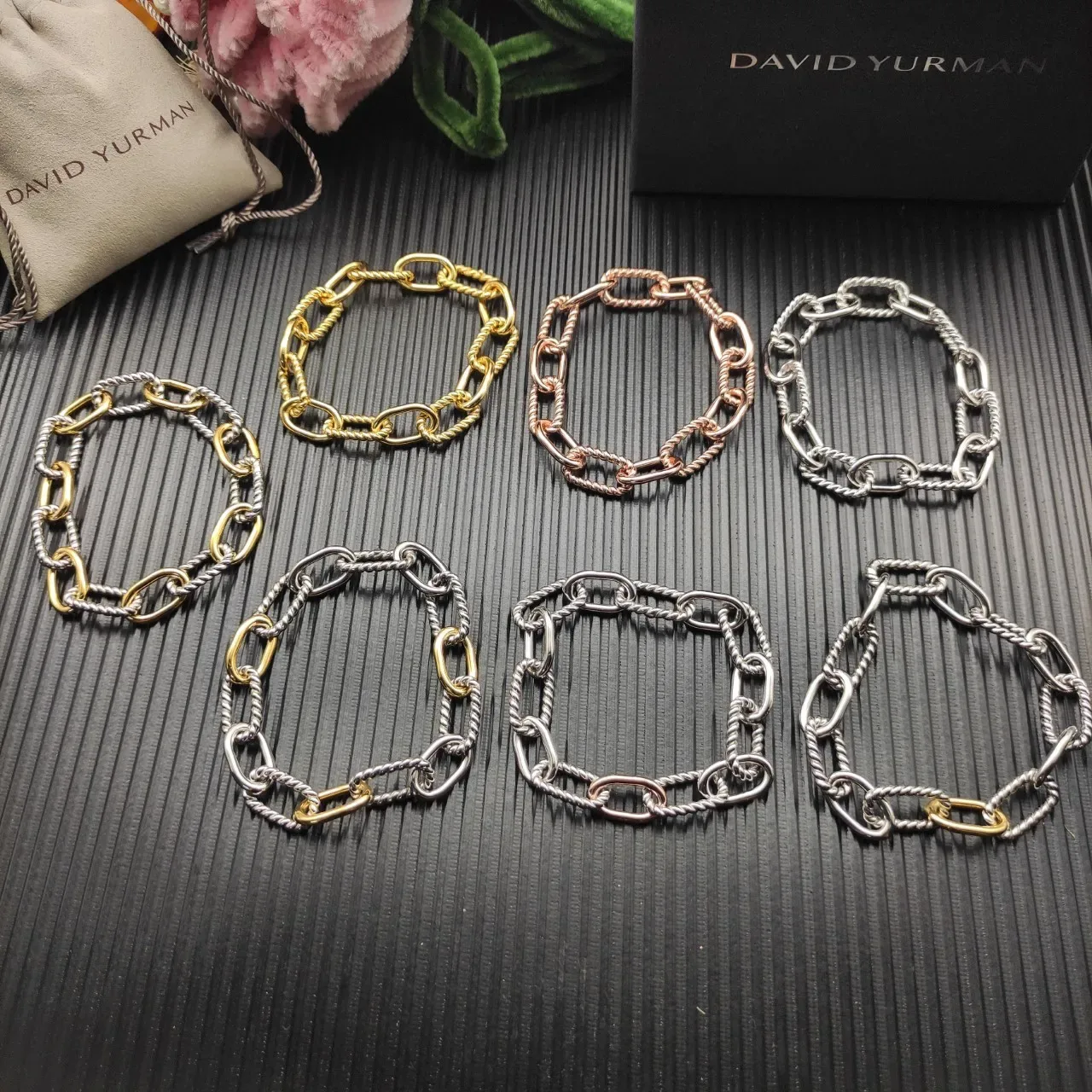 David Yurman Cable and Oval Link Two-Tone Silver and Gold Bracelet 2