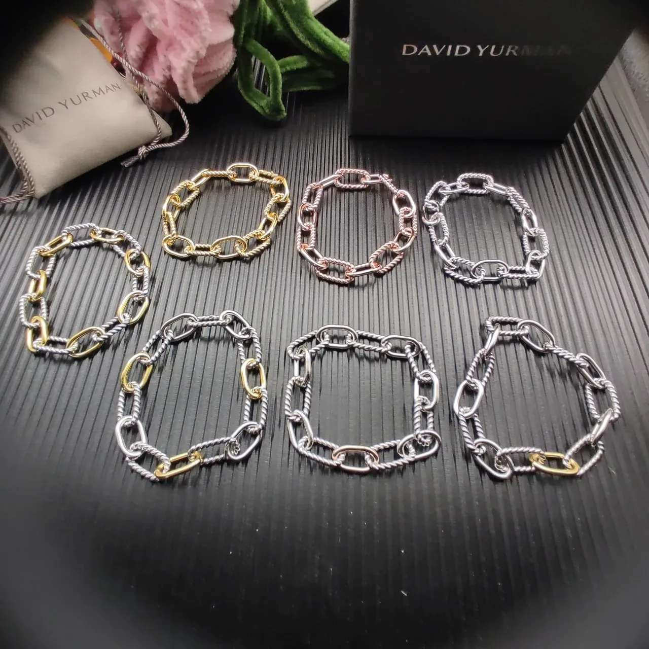 David Yurman Cable and Oval Link Two-Tone Silver and Gold Bracelet 4