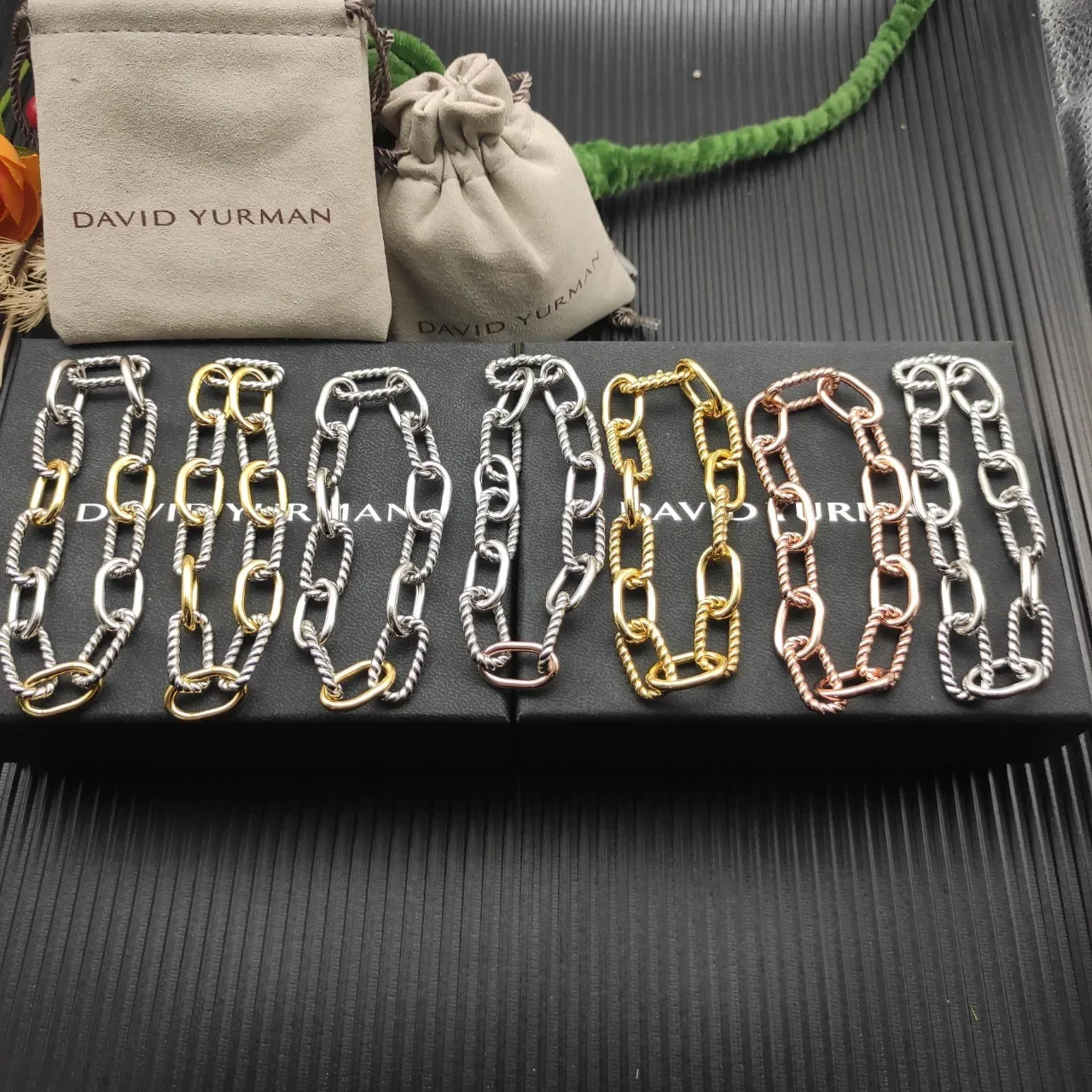 David Yurman Cable and Oval Link Two-Tone Silver and Gold Bracelet 5