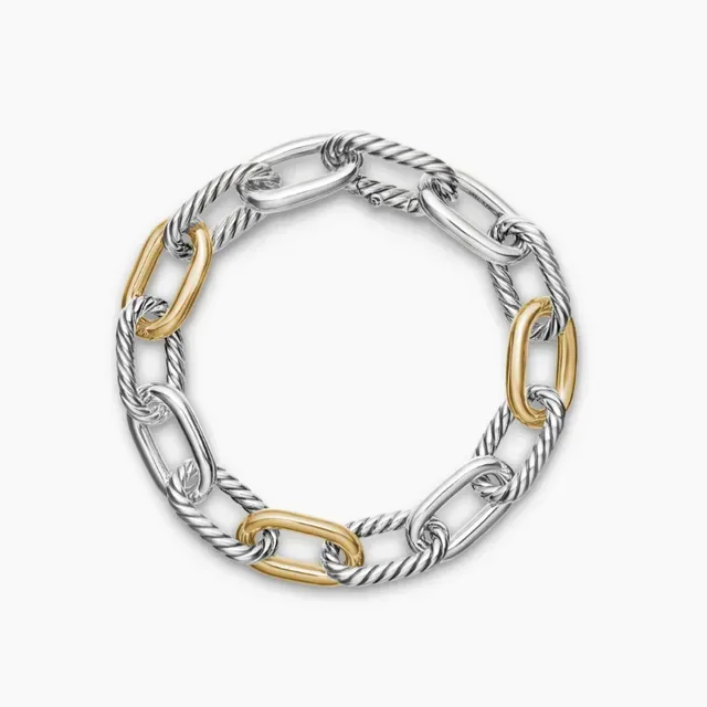 David Yurman Cable and Oval Link Two-Tone Silver and Gold Bracelet 6