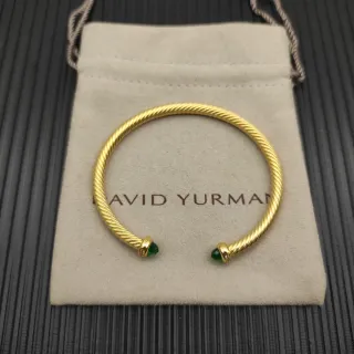 David Yurman Cable Classics সোনালি টোন সবুজ পাথর ব্রেসলেট