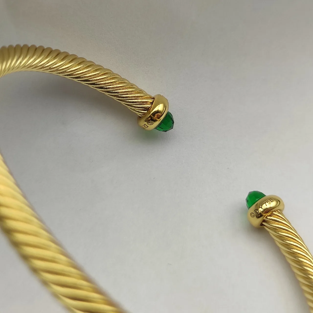 David Yurman Cable Classics Gold-Tone Green Stone Bracelet 4