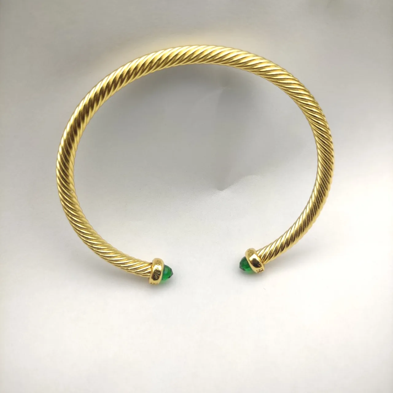 David Yurman Cable Classics Gold-Tone Green Stone Bracelet 5