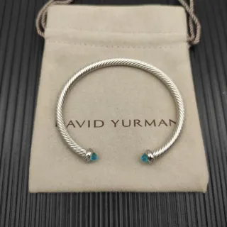 David Yurman Cable Classics سوار مفتوح فضي أزرق ملتوي