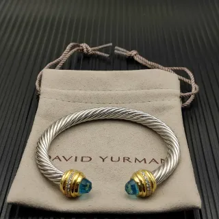 David Yurman Cable Classics سوار معدني ثنائي اللون فضي ذهبي ملتوي