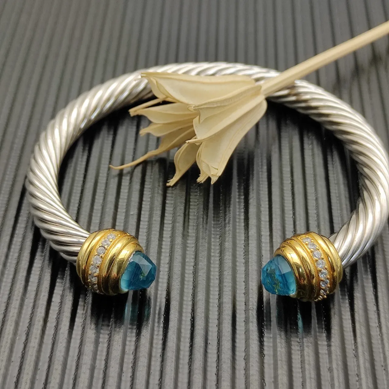 David Yurman Cable Classics Silver Gold Twisted Dual-Tone Metal Bracelet 3