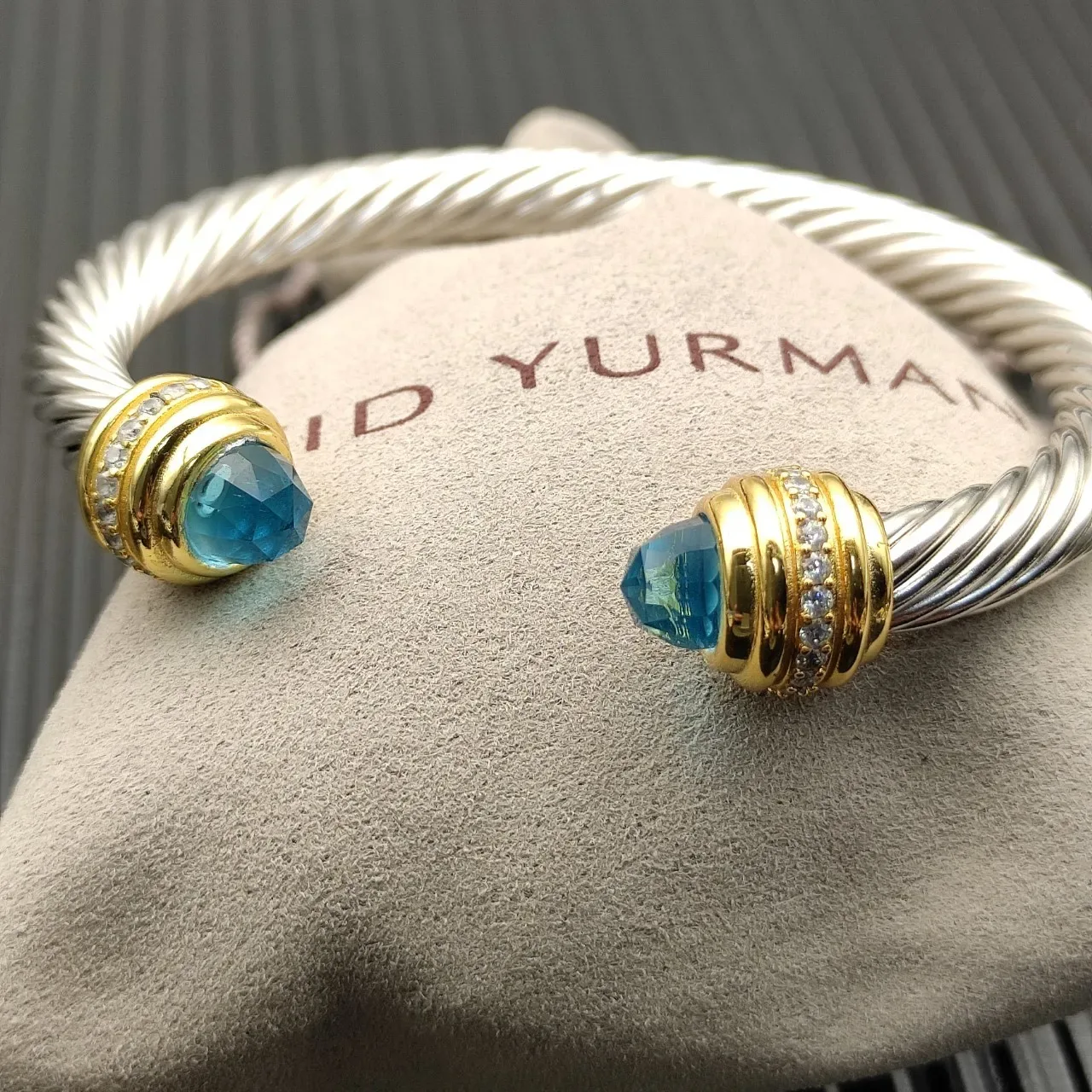 David Yurman Cable Classics Silver Gold Twisted Dual-Tone Metal Bracelet 5