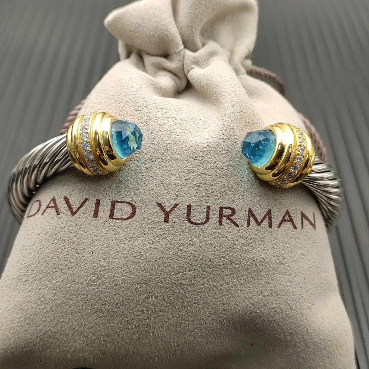 David Yurman Cable Classics Silver Gold Twisted Dual-Tone Metal Bracelet 6