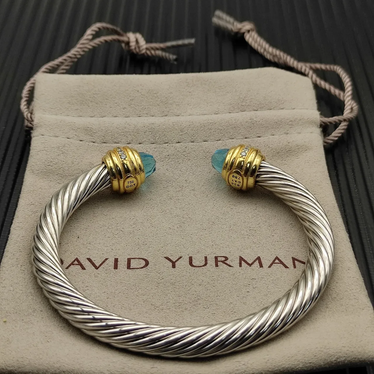 David Yurman Cable Classics Silver Gold Twisted Dual-Tone Metal Bracelet 9